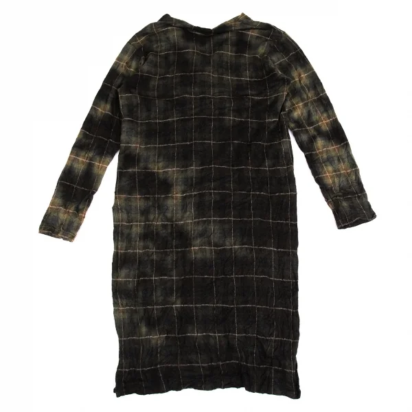 ヨウジヤマモト プールオムYohji Yamamoto POUR HOMME 製品むら染めボウタイチェックロングシャツ 緑3 K-104646_010