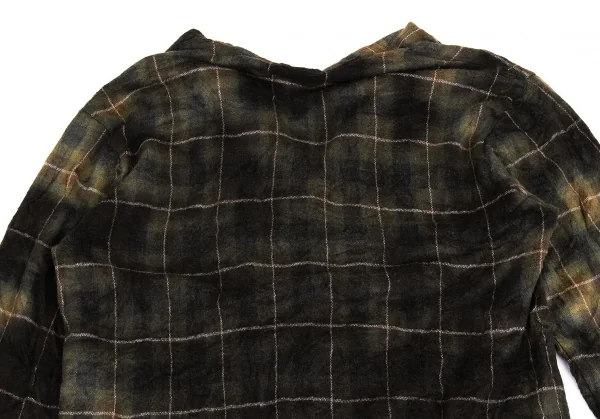 ヨウジヤマモト プールオムYohji Yamamoto POUR HOMME 製品むら染めボウタイチェックロングシャツ 緑3 K-104646_011
