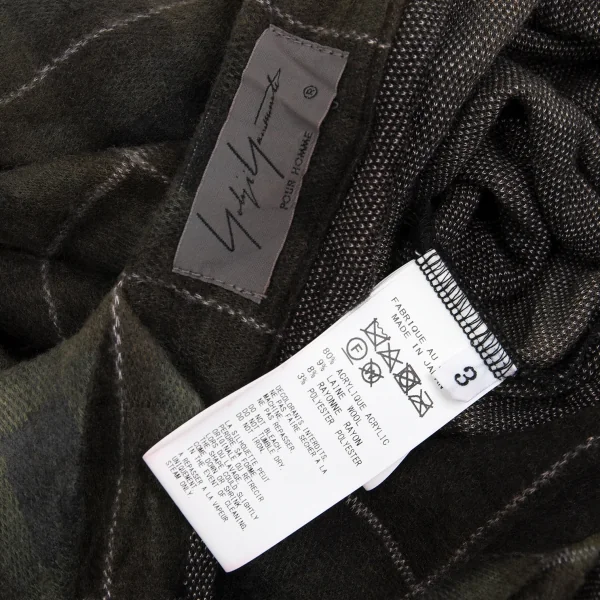ヨウジヤマモト プールオムYohji Yamamoto POUR HOMME 製品むら染めボウタイチェックロングシャツ 緑3 K-104646_014