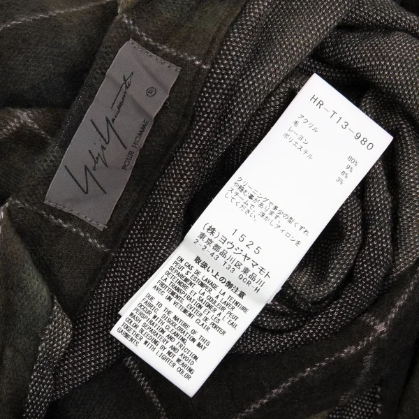 ヨウジヤマモト プールオムYohji Yamamoto POUR HOMME 製品むら染めボウタイチェックロングシャツ 緑3 K-104646_015