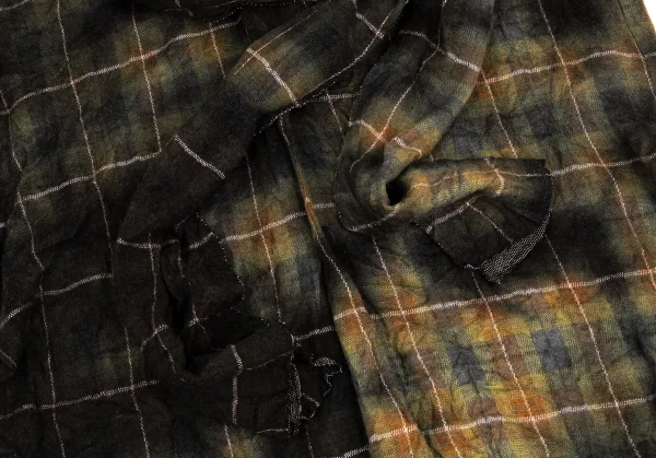 ヨウジヤマモト プールオムYohji Yamamoto POUR HOMME 製品むら染めボウタイチェックロングシャツ 緑3 K-104646_003