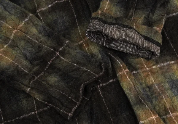 ヨウジヤマモト プールオムYohji Yamamoto POUR HOMME 製品むら染めボウタイチェックロングシャツ 緑3 K-104646_005