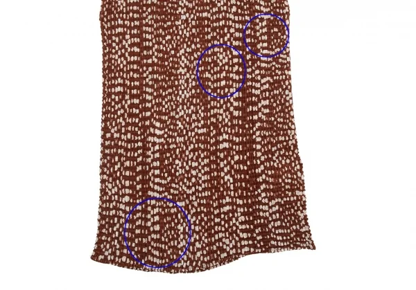 イッセイミヤケISSEY MIYAKE ストレッチプリーツドットハイネックノースリーブロングカットソー 赤茶オフL K-104674_006