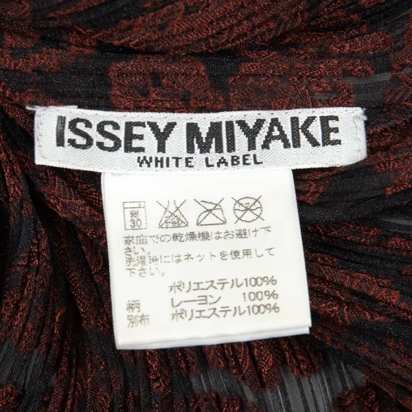 イッセイミヤケ ホワイトレーベルISSEY MIYAKE WHITELABEL プリーツ花柄ジャガードハイネックノースリーブカットソー 黒赤2 K-104678_013