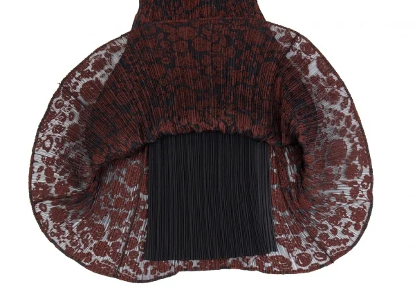 イッセイミヤケ ホワイトレーベルISSEY MIYAKE WHITELABEL プリーツ花柄ジャガードスカート 黒赤2 K-104679_006