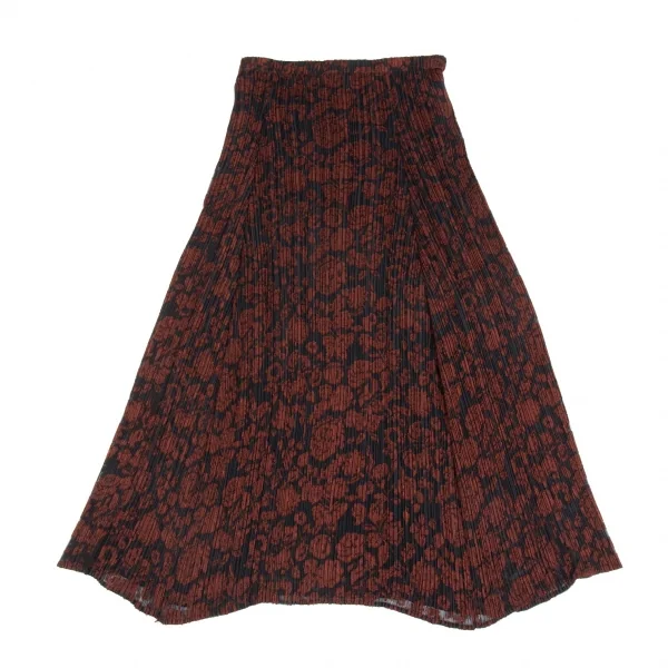 イッセイミヤケISSEY MIYAKE プリーツ花柄ジャガードセットアップ 黒赤2 K-104680_011