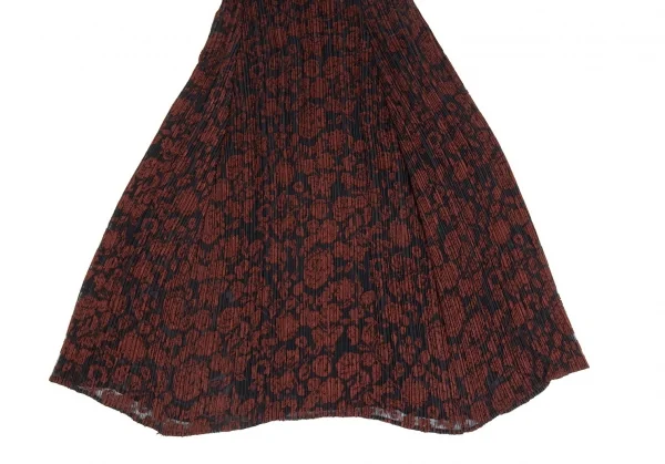 イッセイミヤケISSEY MIYAKE プリーツ花柄ジャガードセットアップ 黒赤2 K-104680_013