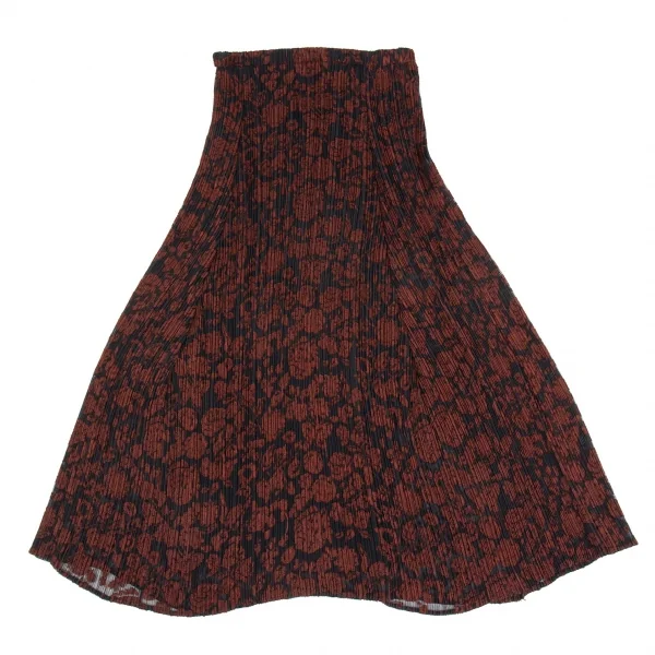 イッセイミヤケISSEY MIYAKE プリーツ花柄ジャガードセットアップ 黒赤2 K-104680_016