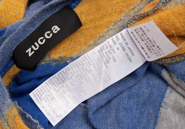 ズッカzucca パッチワークジャガードニットTシャツ 青オレンジM K-104682_014