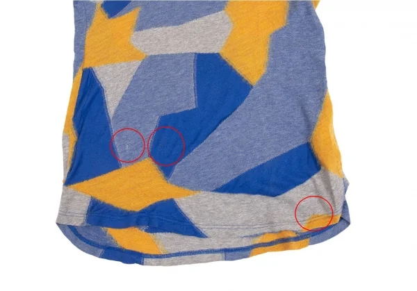 ズッカzucca パッチワークジャガードニットTシャツ 青オレンジM K-104682_006
