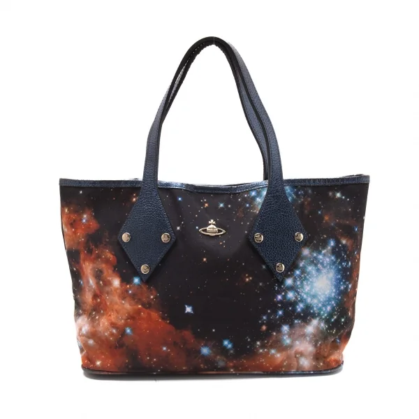 ヴィヴィアンウエストウッドVivienne Westwood ギャラクシープリントトートバッグ 黒マルチ K-104684_001