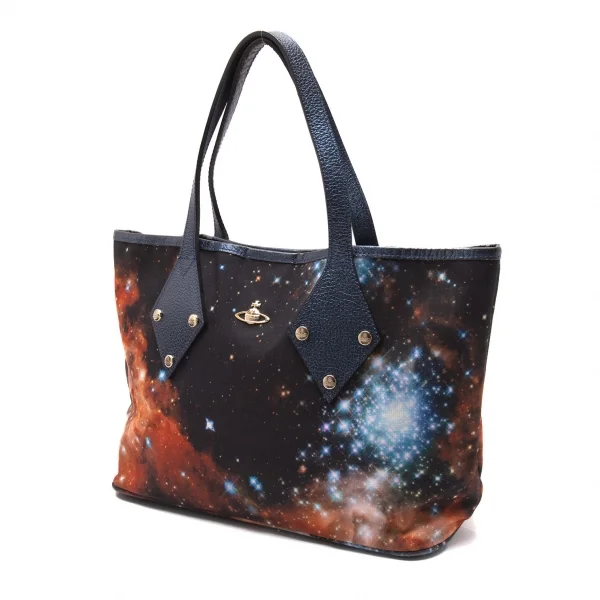ヴィヴィアンウエストウッドVivienne Westwood ギャラクシープリントトートバッグ 黒マルチ K-104684_002