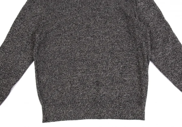 パパスPapas シルク混バックロゴチェーンステッチ襟付きニットセーター 黒グレー46S K-104687_010