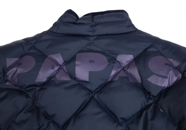 パパスPapas ポリクロスロゴプリントキルティングジップアップダウンジャケット 紺46S K-104694_003