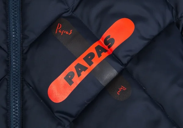 パパスPapas ポリクロスロゴプリントキルティングジップアップダウンジャケット 紺46S K-104694_011