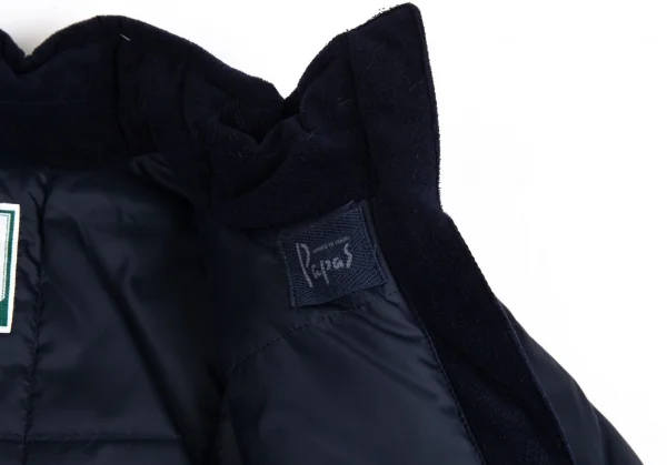 パパスPapas ポリクロスロゴプリントキルティングジップアップダウンジャケット 紺46S K-104694_015