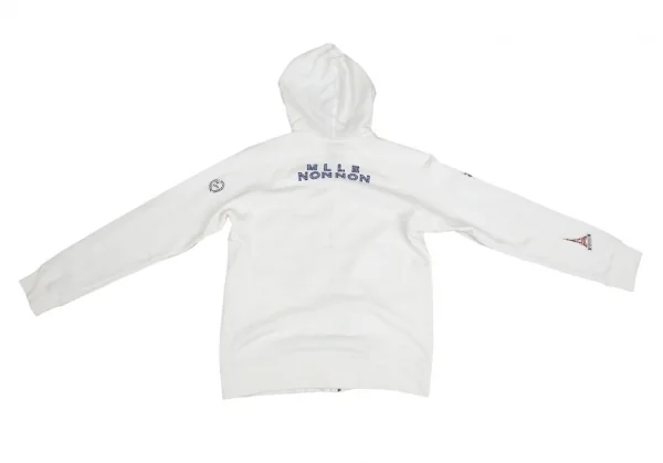 マドモアゼルノンノンMademoiselle NON NON コットンロゴワッペンジップアップパーカー 白38M K-104704_014