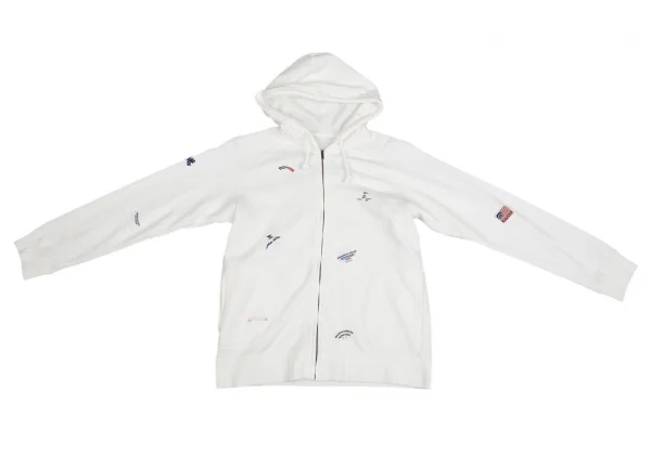 マドモアゼルノンノンMademoiselle NON NON コットンロゴワッペンジップアップパーカー 白38M K-104704_002