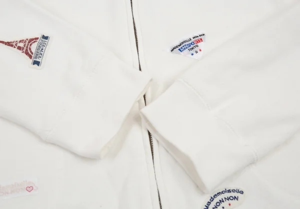 マドモアゼルノンノンMademoiselle NON NON コットンロゴワッペンジップアップパーカー 白38M K-104704_008