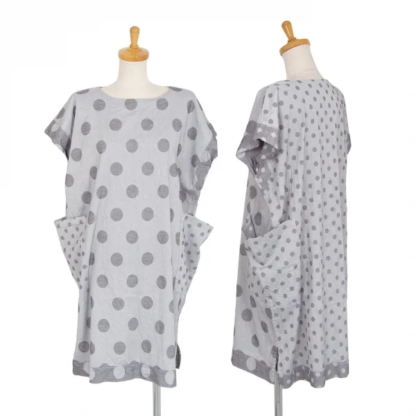 イッセイミヤケ ミーISSEY MIYAKE me ドットノースリーブチュニックワンピース グレーF K-104711_001