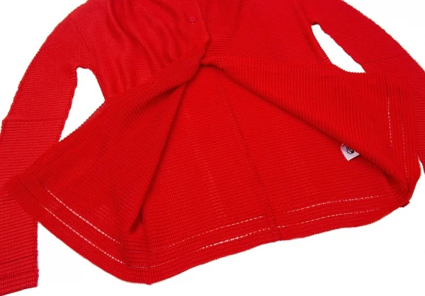 イッセイミヤケ ミーISSEY MIYAKE me ボックスプリーツハイネックカッティングシャツ 赤F K-104715_010