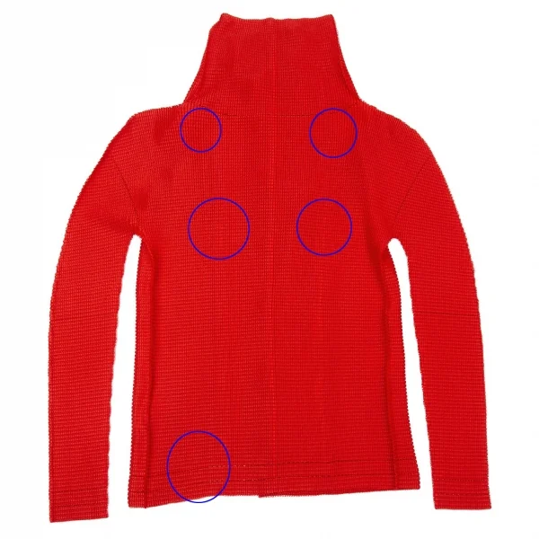 イッセイミヤケ ミーISSEY MIYAKE me ボックスプリーツハイネックカッティングシャツ 赤F K-104715_011