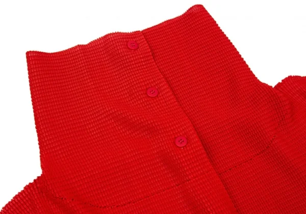 イッセイミヤケ ミーISSEY MIYAKE me ボックスプリーツハイネックカッティングシャツ 赤F K-104715_004