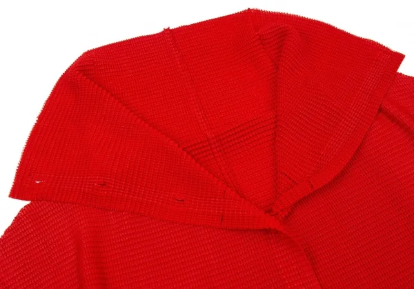 イッセイミヤケ ミーISSEY MIYAKE me ボックスプリーツハイネックカッティングシャツ 赤F K-104715_006