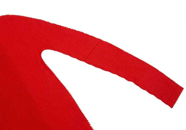 イッセイミヤケ ミーISSEY MIYAKE me ボックスプリーツハイネックカッティングシャツ 赤F K-104715_007