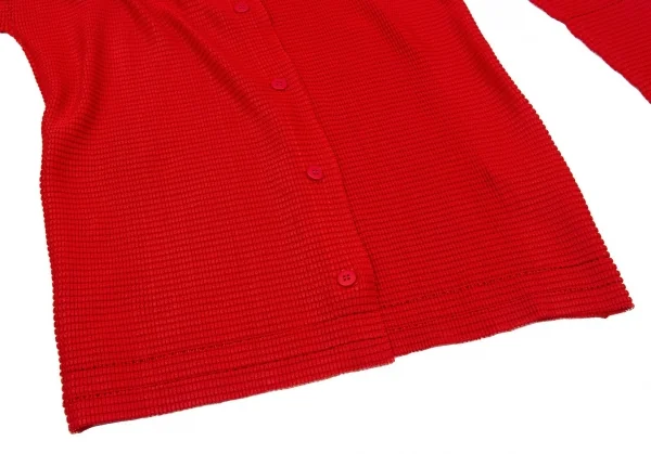 イッセイミヤケ ミーISSEY MIYAKE me ボックスプリーツハイネックカッティングシャツ 赤F K-104715_009