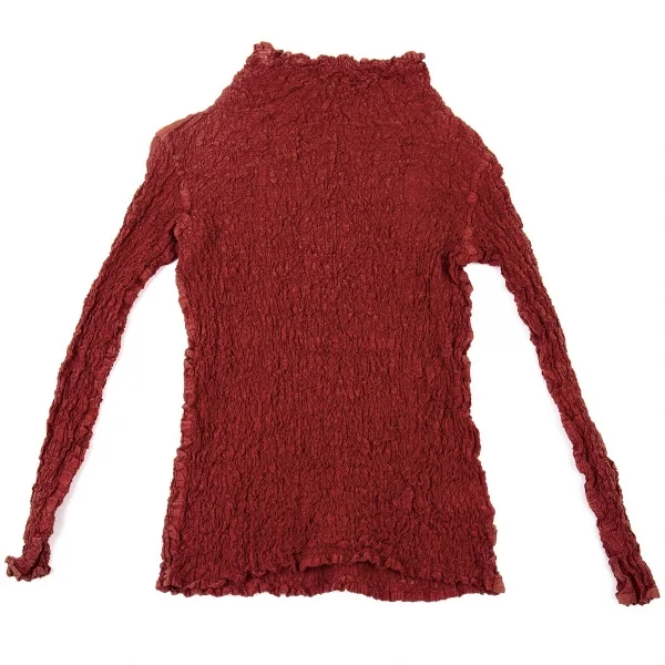 イッセイミヤケ ミーISSEY MIYAKE me カリフラワーハイネックカットソー 赤茶F K-104717_002