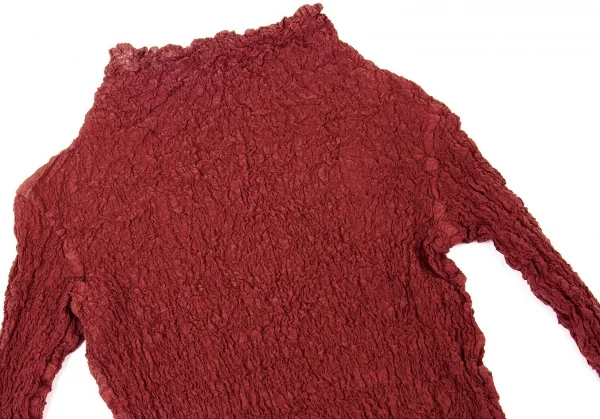 イッセイミヤケ ミーISSEY MIYAKE me カリフラワーハイネックカットソー 赤茶F K-104717_003