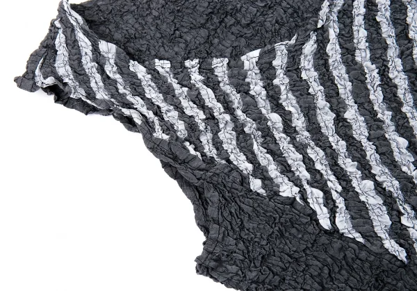 イッセイミヤケ ミーISSEY MIYAKE me 斜めストライプカリフラワータンクトップ グレーF K-104719_005