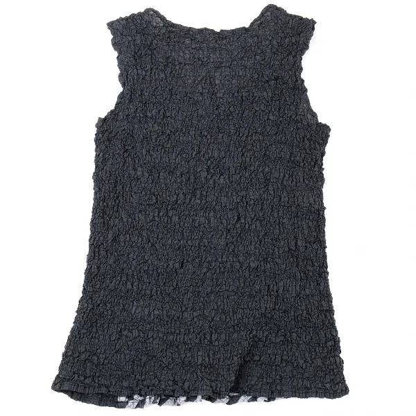 イッセイミヤケ ミーISSEY MIYAKE me 斜めストライプカリフラワータンクトップ グレーF K-104719_008