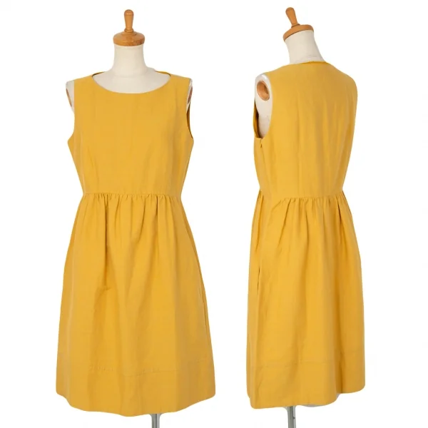 マックスマーラ ウィークエンドMAX MARA WEEKEND ウエストギャザー切替ノースリーブワンピース 黄M位 K-104741_001