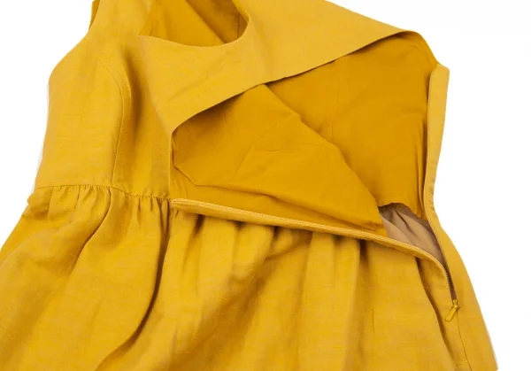 マックスマーラ ウィークエンドMAX MARA WEEKEND ウエストギャザー切替ノースリーブワンピース 黄M位 K-104741_011