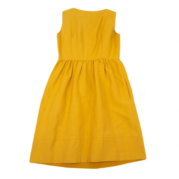 マックスマーラ ウィークエンドMAX MARA WEEKEND ウエストギャザー切替ノースリーブワンピース 黄M位 K-104741_015