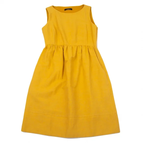 マックスマーラ ウィークエンドMAX MARA WEEKEND ウエストギャザー切替ノースリーブワンピース 黄M位 K-104741_002