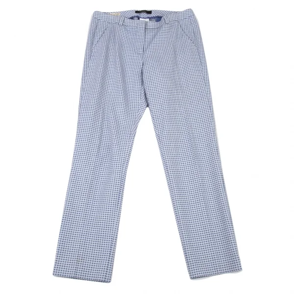 マックスマーラ ウィークエンドMAX MARA WEEKEND ダイヤチェックストレッチテーパードパンツ 白青40 K-104742_001