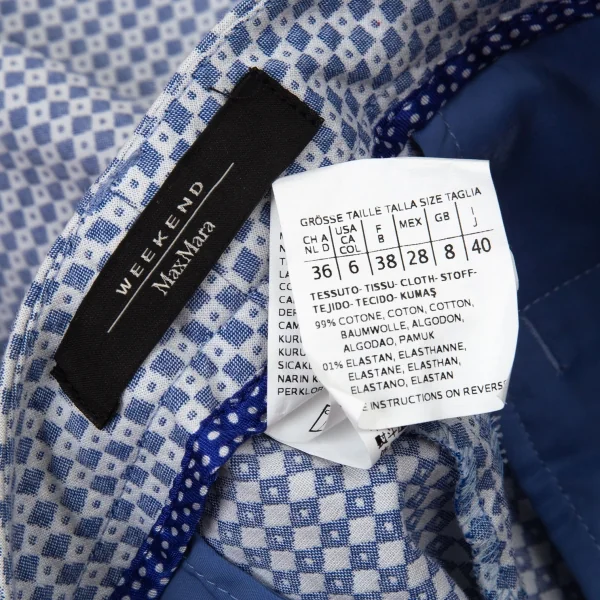 マックスマーラ ウィークエンドMAX MARA WEEKEND ダイヤチェックストレッチテーパードパンツ 白青40 K-104742_016