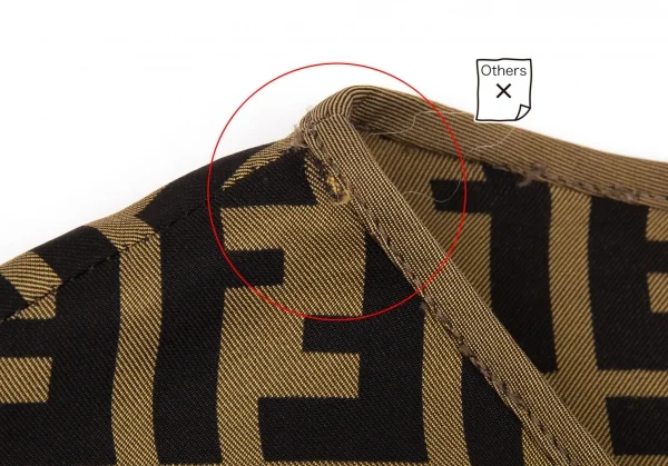 フェンディFENDI シルク混ズッカ柄サイドジップ半袖ブラウス ベージュ黒M位 K-104747_007