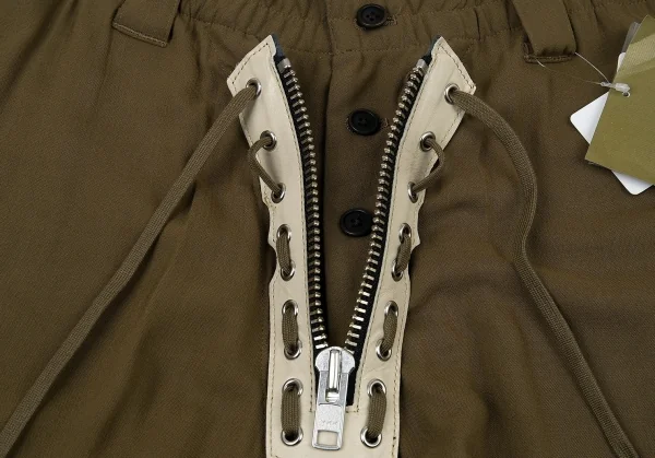 新品!ヨウジヤマモト プールオムYohji Yamamoto POUR HOMME ブーツジッパーデザインパンツ カーキ3 K-104752_007
