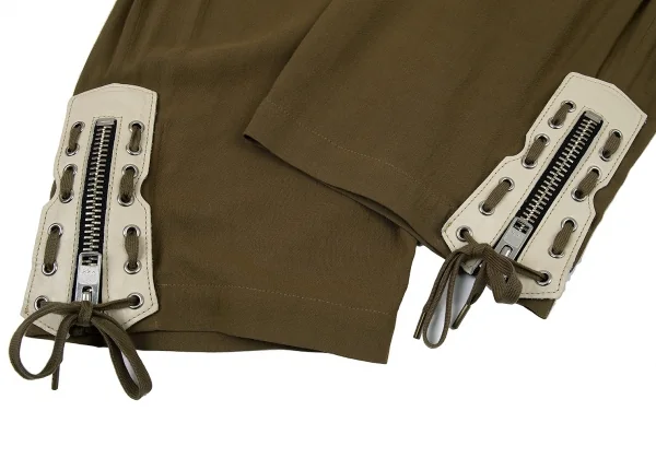 新品!ヨウジヤマモト プールオムYohji Yamamoto POUR HOMME ブーツジッパーデザインパンツ カーキ3 K-104752_010