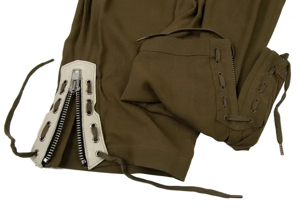 新品!ヨウジヤマモト プールオムYohji Yamamoto POUR HOMME ブーツジッパーデザインパンツ カーキ3 K-104752_011