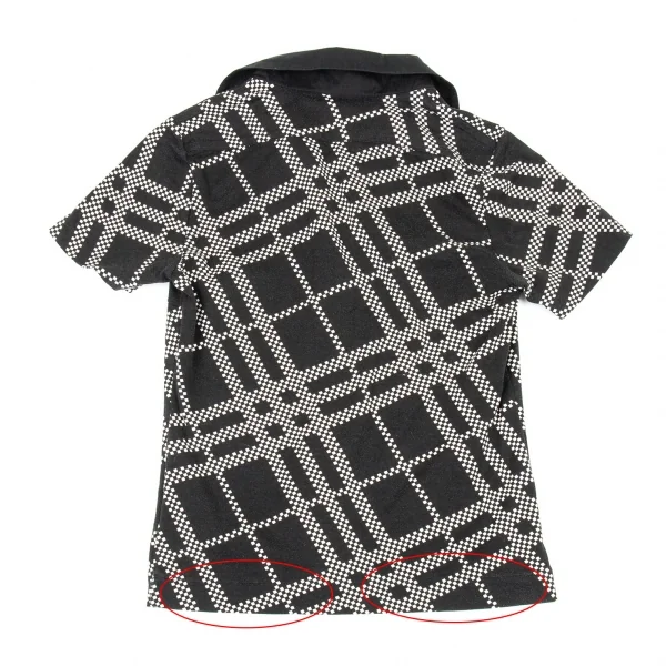バーバリーロンドンBURBERRY LONDON プリントストレッチ半袖ポロシャツ 黒1 K-104756_010