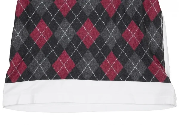 ジュンヤワタナベピンク コムデギャルソンJUNYA WATANABE PINK COMME des GARCONSコットンフロントアーガイルプリントTシャツ 白黒M K-104766_005