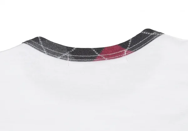 ジュンヤワタナベピンク コムデギャルソンJUNYA WATANABE PINK COMME des GARCONSコットンフロントアーガイルプリントTシャツ 白黒M K-104766_008