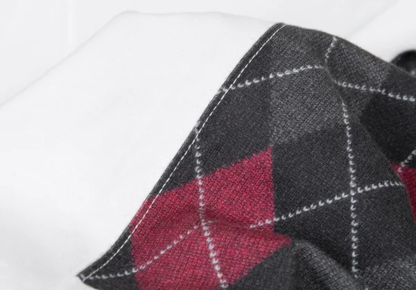 ジュンヤワタナベピンク コムデギャルソンJUNYA WATANABE PINK COMME des GARCONSコットンフロントアーガイルプリントTシャツ 白黒M K-104766_009