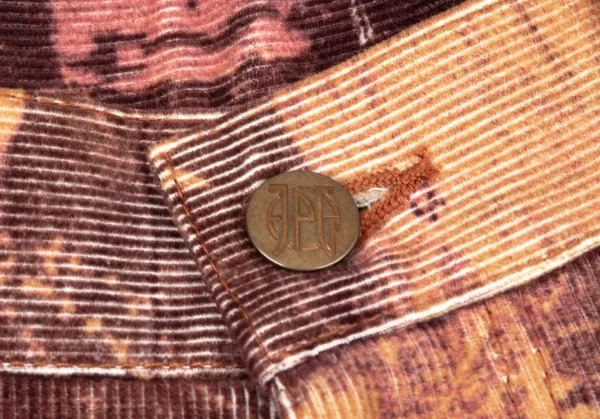 ジャンポールゴルチエJean Paul GAULTIER PARIS コットンポリコーデュロイパッチワーク転写プリントフレアパンツ ワイン48 K-104785_003