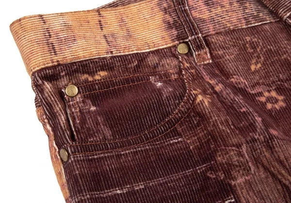 ジャンポールゴルチエJean Paul GAULTIER PARIS コットンポリコーデュロイパッチワーク転写プリントフレアパンツ ワイン48 K-104785_007